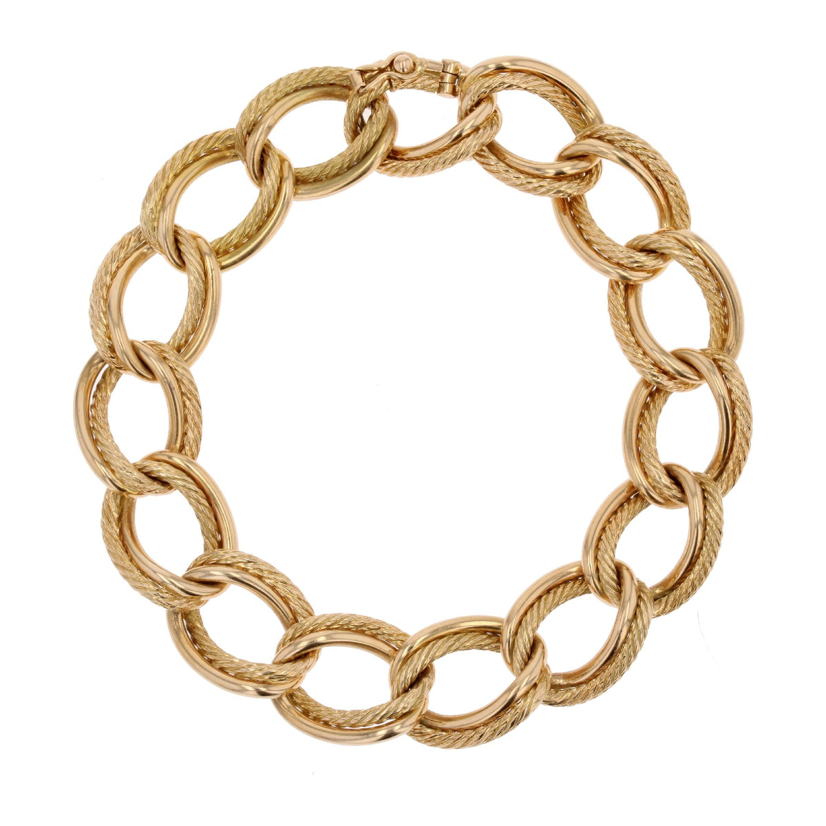 Double Curb Chain Bracelet In Yellow Gold