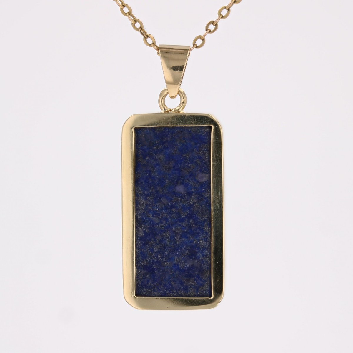 Pendentif plaque lapis lazuli or jaune-photo-5