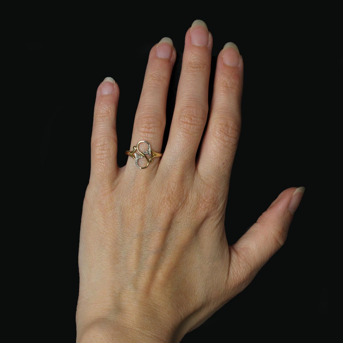 Bague ajourée or jaune diamants-photo-2