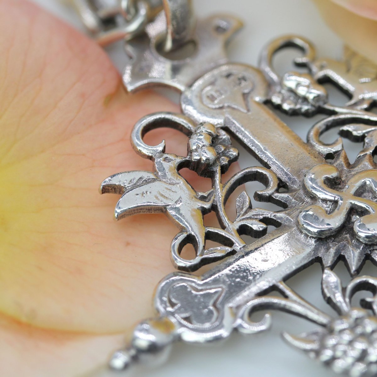 Antique Silver Basque Cross And Its Chain-photo-5