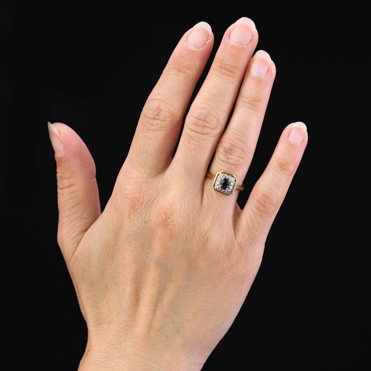 Bague occasion saphir or jaune-photo-2