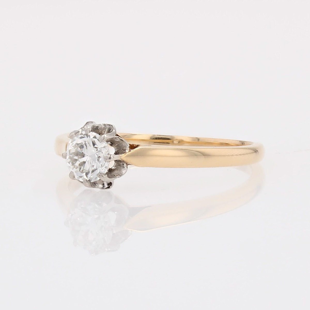 Bague solitaire ancienne or jaune diamant-photo-4