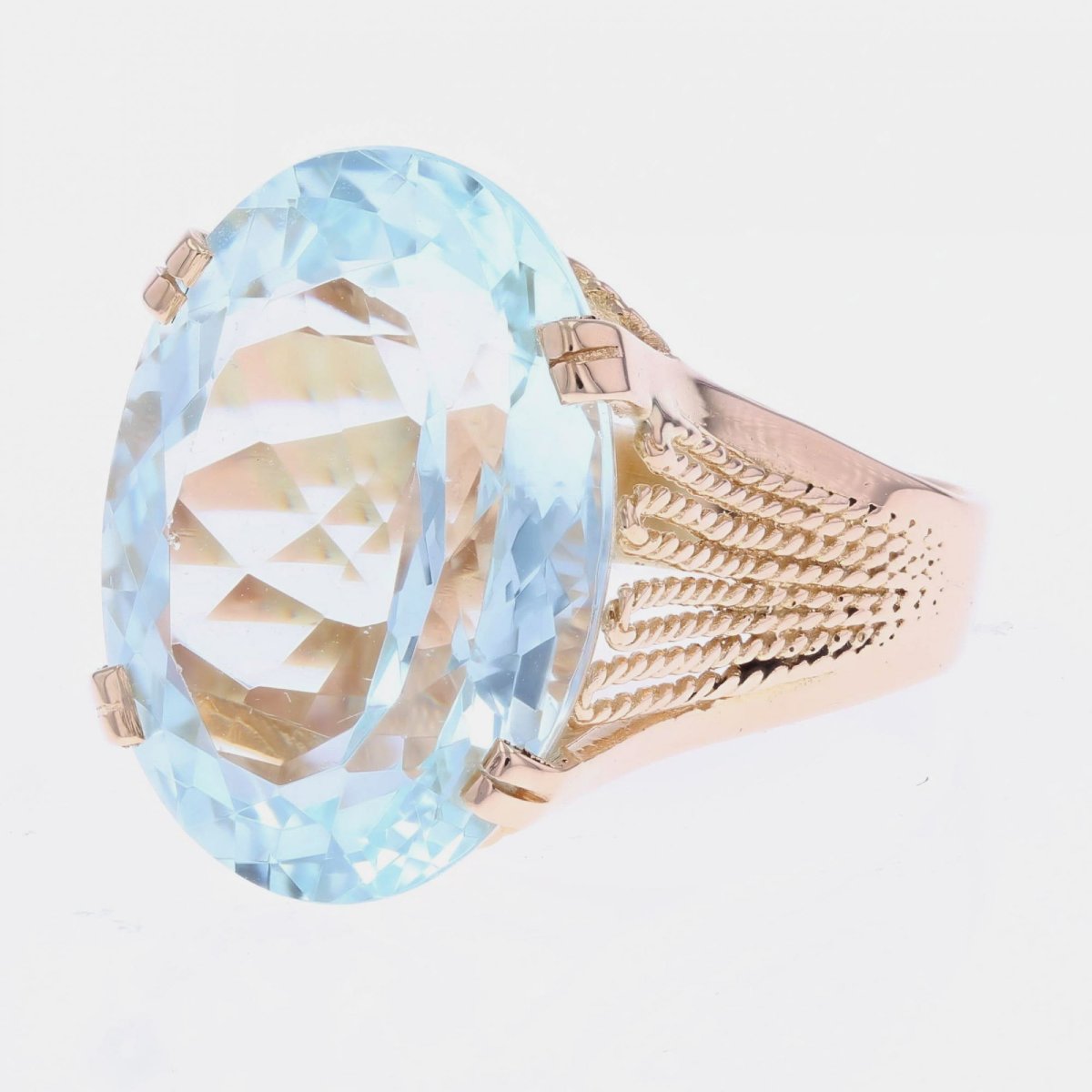 Vintage Rose Gold Aquamarine Ring-photo-5