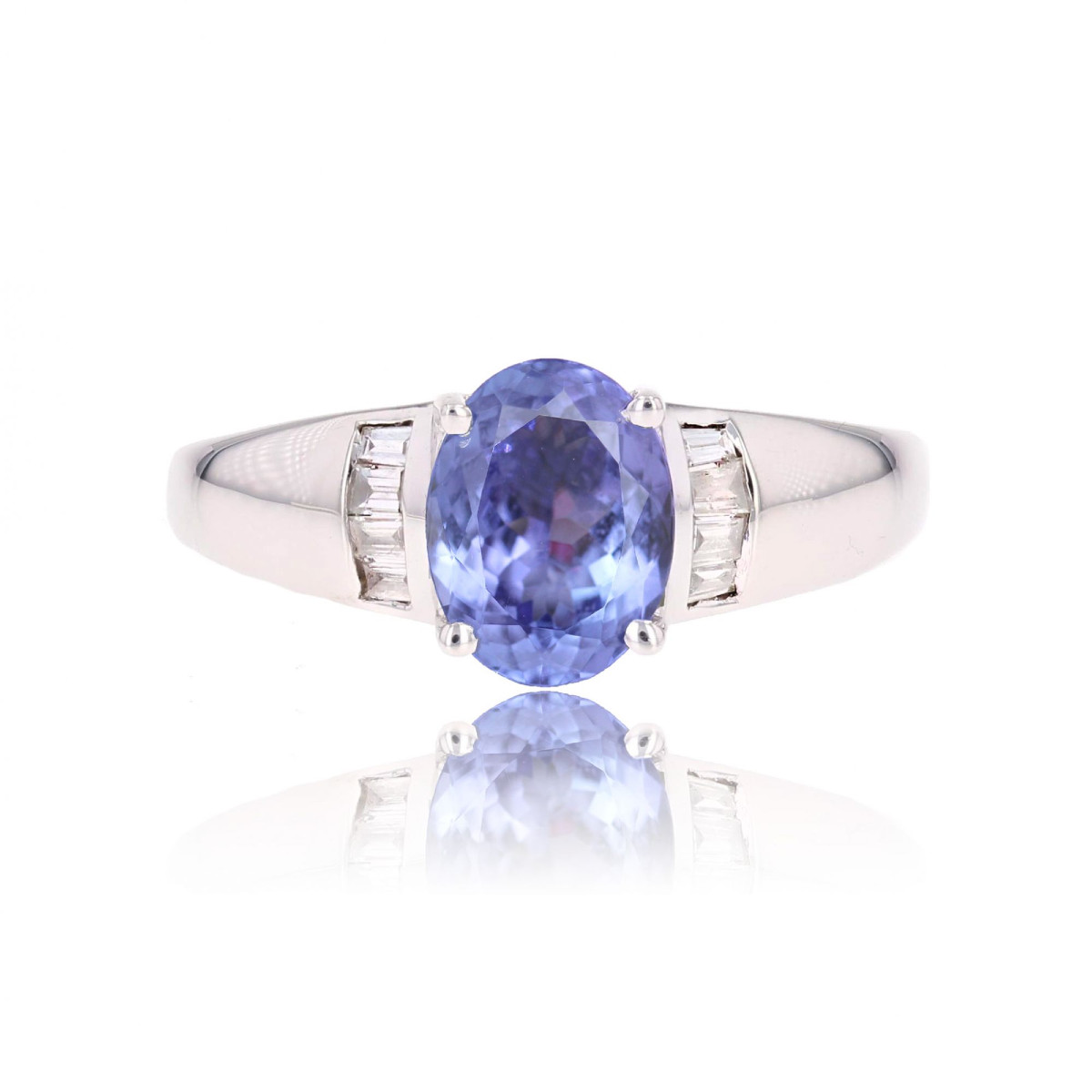 Tanzanite And Diamond Ring In White Gold