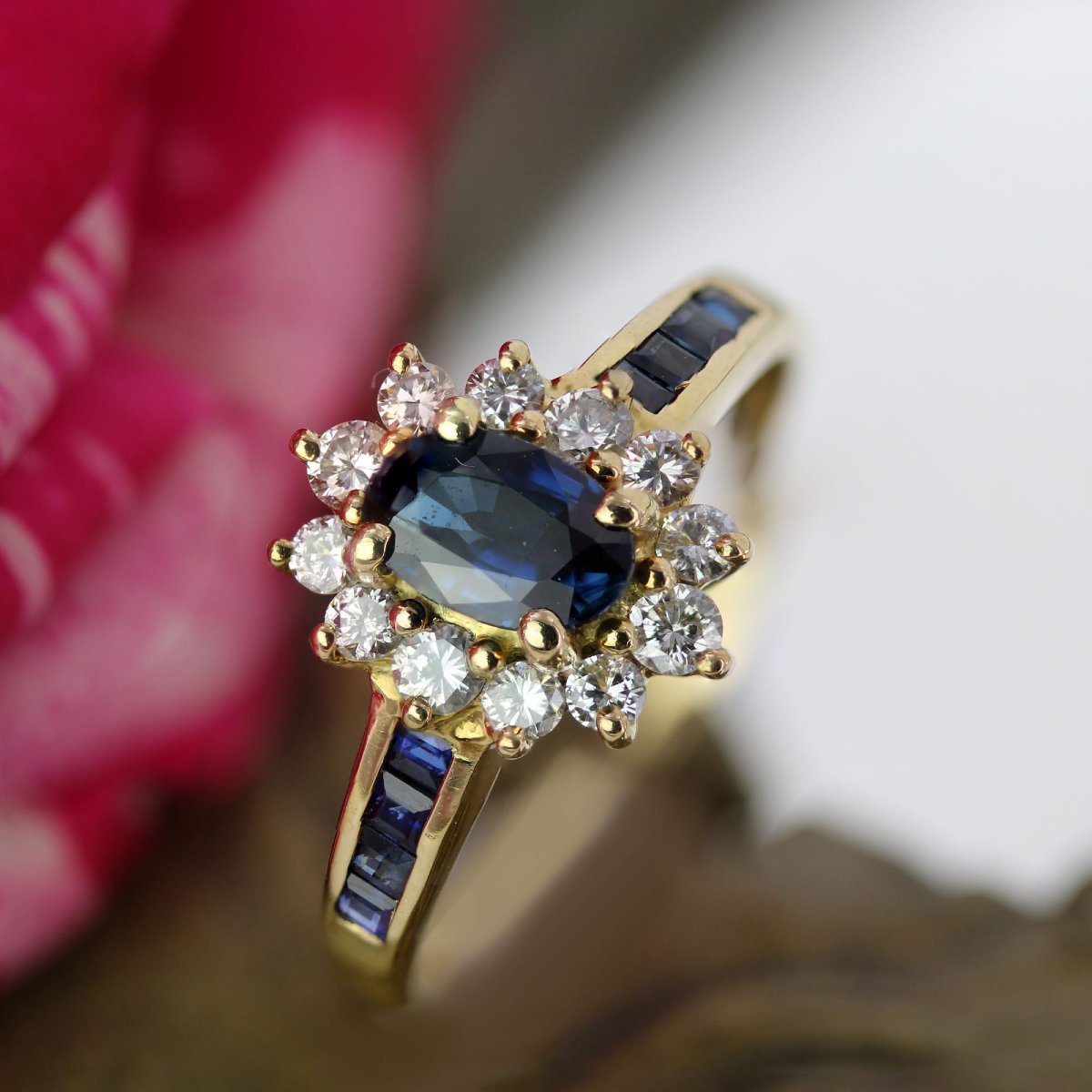 Daisy Ring With Sapphires, Diamonds And Calibrated Sapphires-photo-6