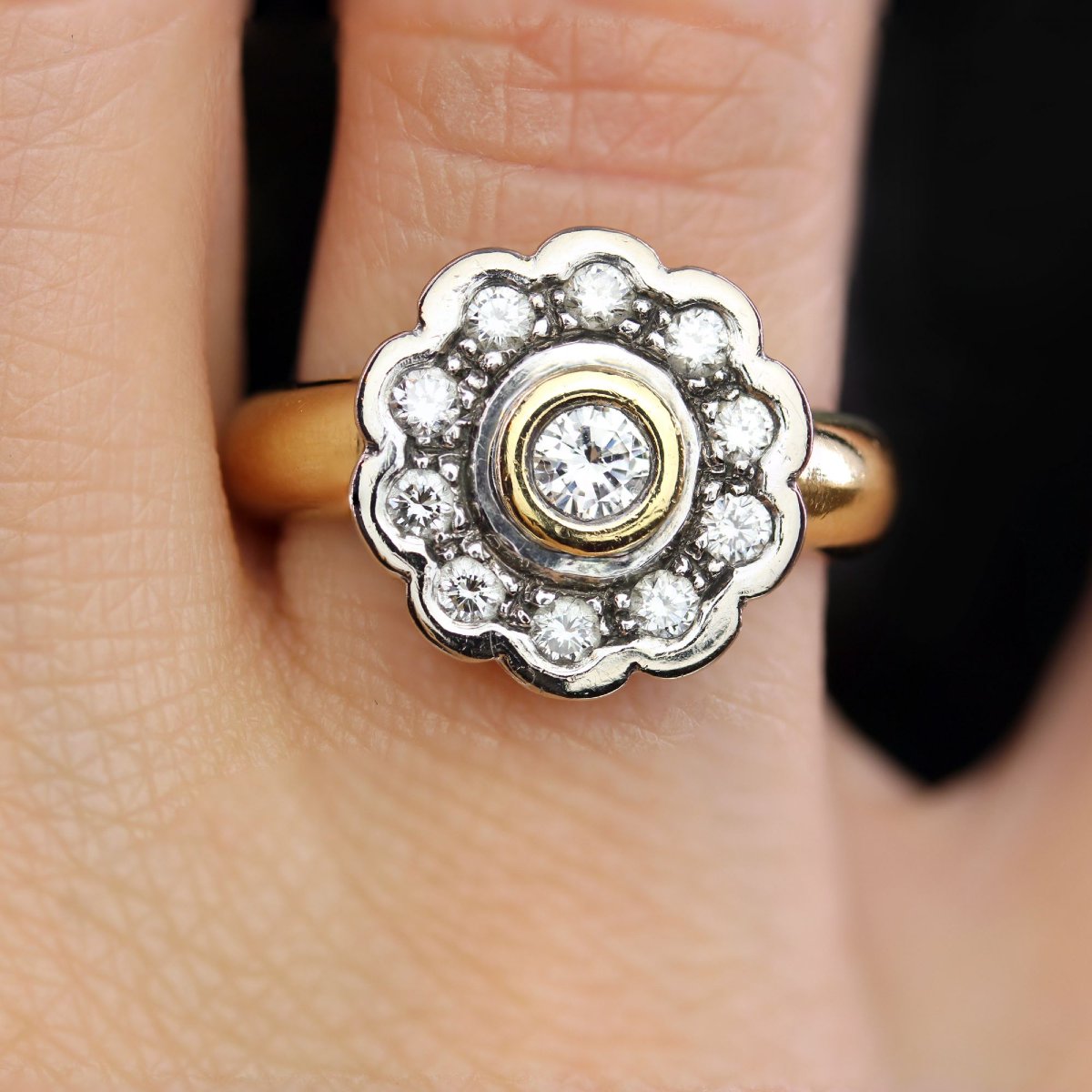 Bague moderne marguerite diamants-photo-2