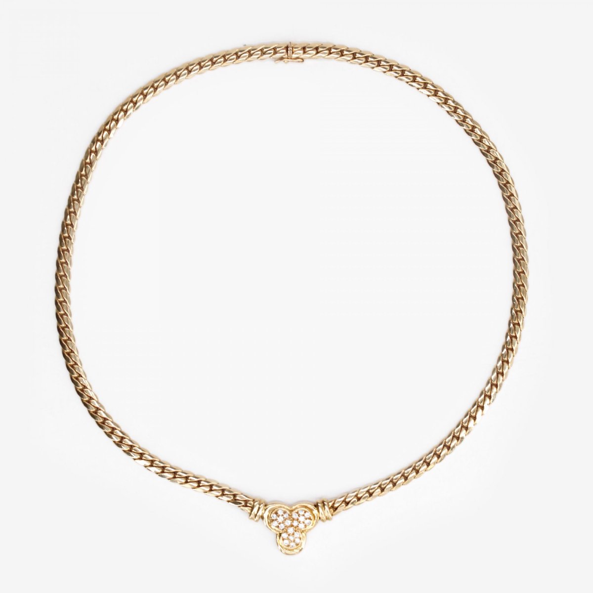 Collier occasion or jaune et trèfle de diamants-photo-4
