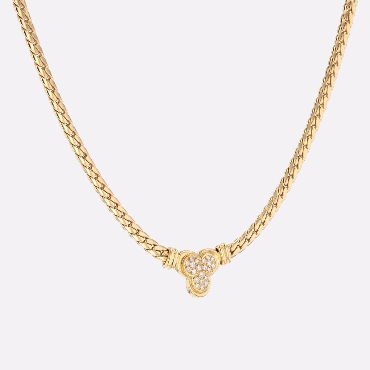 Collier occasion or jaune et trèfle de diamants-photo-1