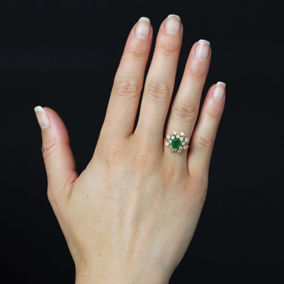 Bague vintage émeraude et diamants-photo-2