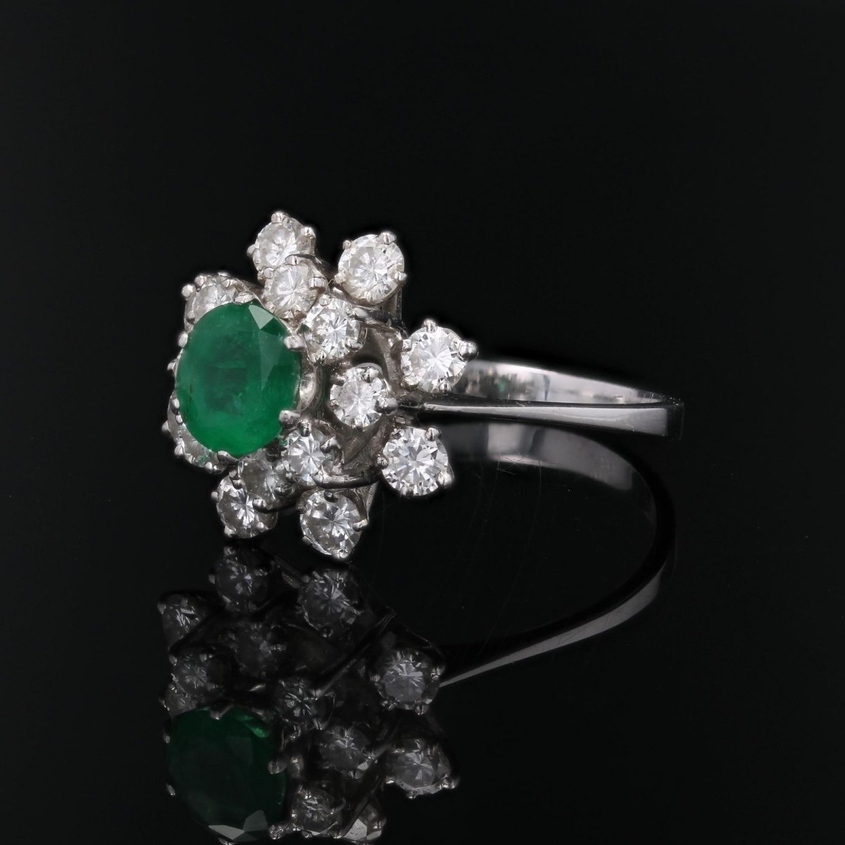 Bague vintage émeraude et diamants-photo-3