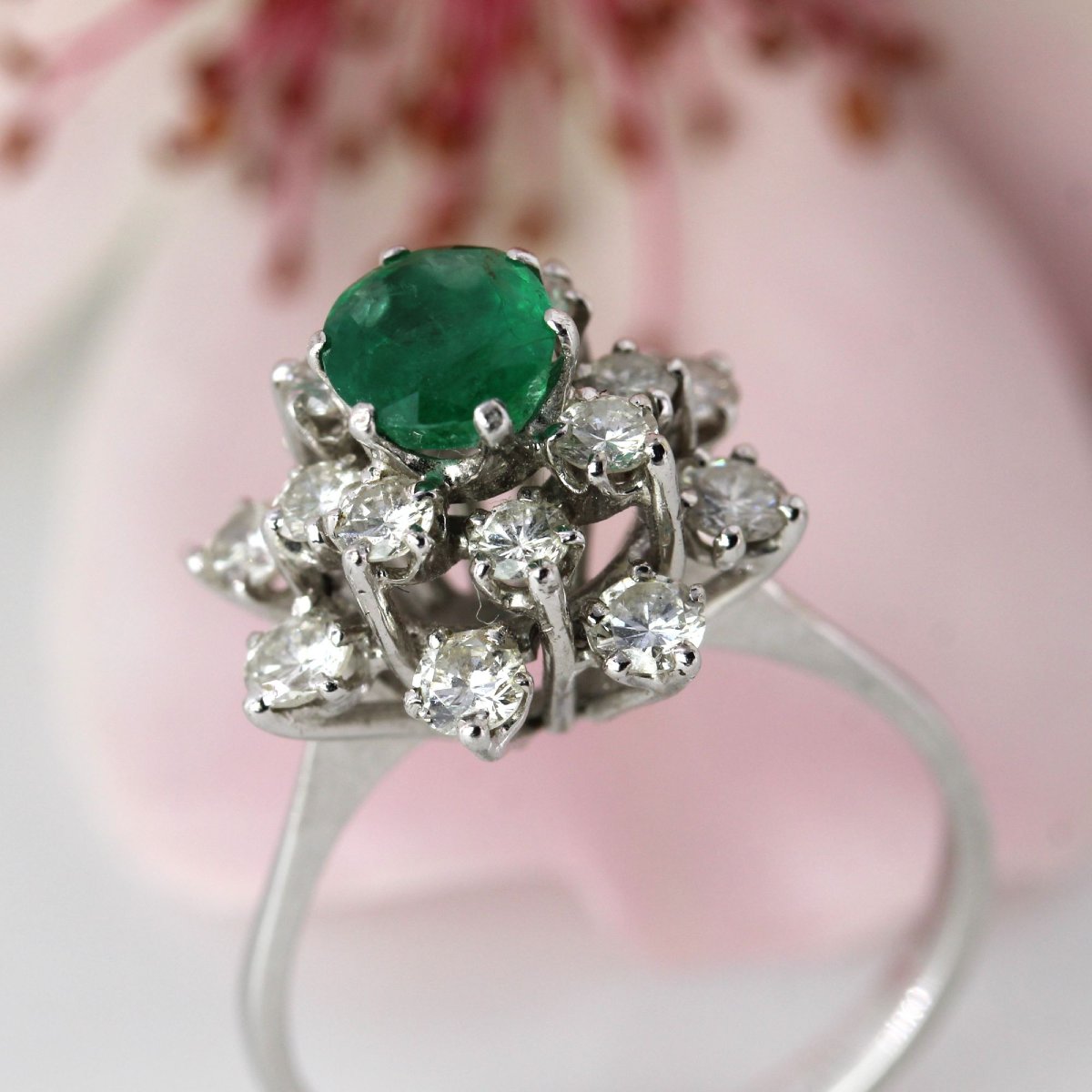 Bague vintage émeraude et diamants-photo-6