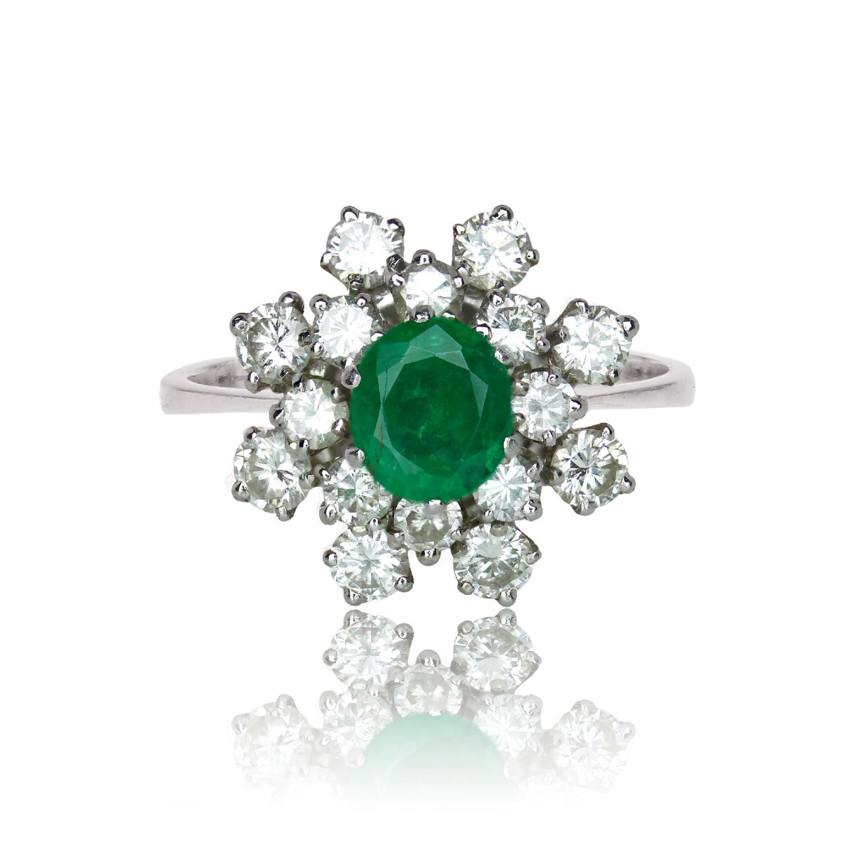 Bague vintage émeraude et diamants