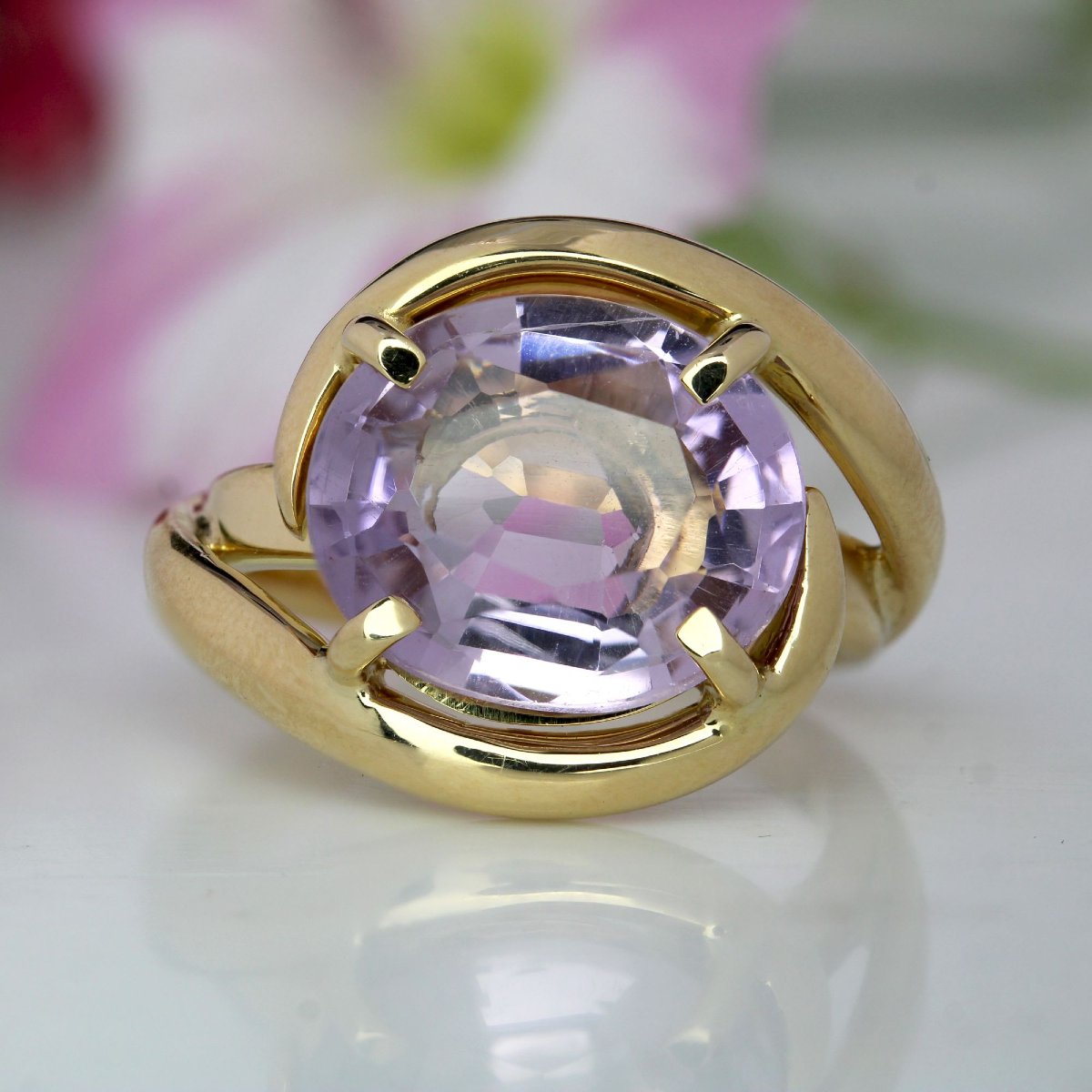 Bague tourbillon améthyste or jaune-photo-3