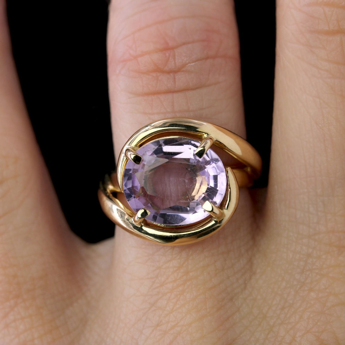 Bague tourbillon améthyste or jaune-photo-2