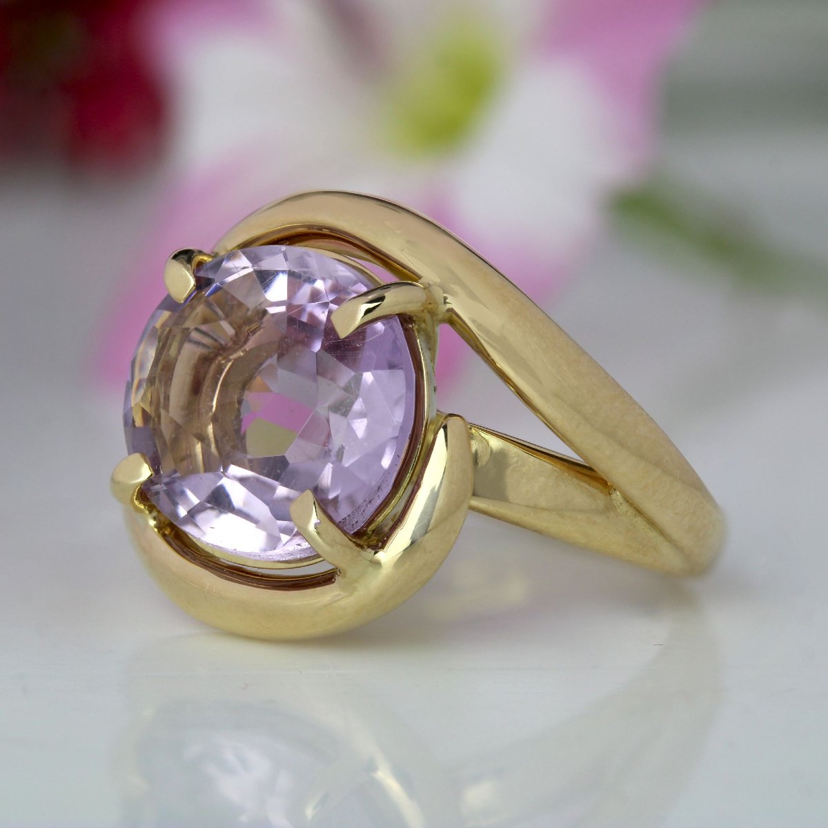 Bague tourbillon améthyste or jaune-photo-3