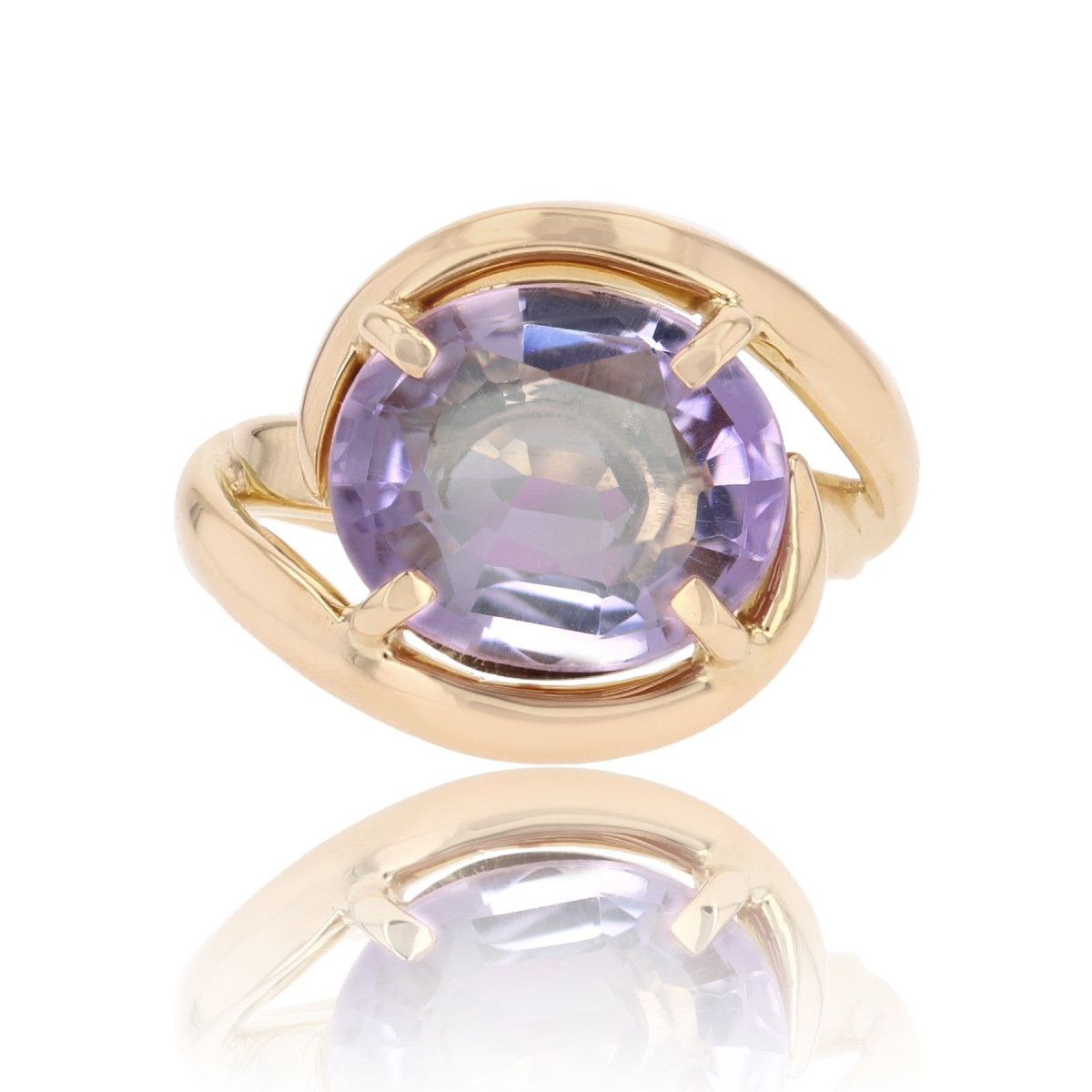 Bague tourbillon améthyste or jaune