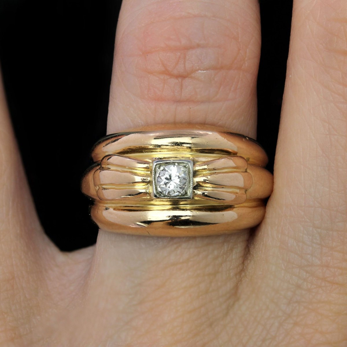 Bague ancienne jonc diamant-photo-2