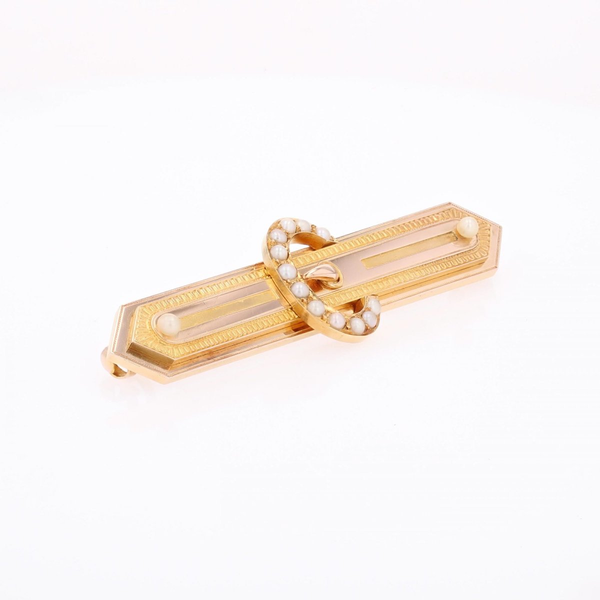 Antique Belt Buckle Brooch With Fine Pearls-photo-1