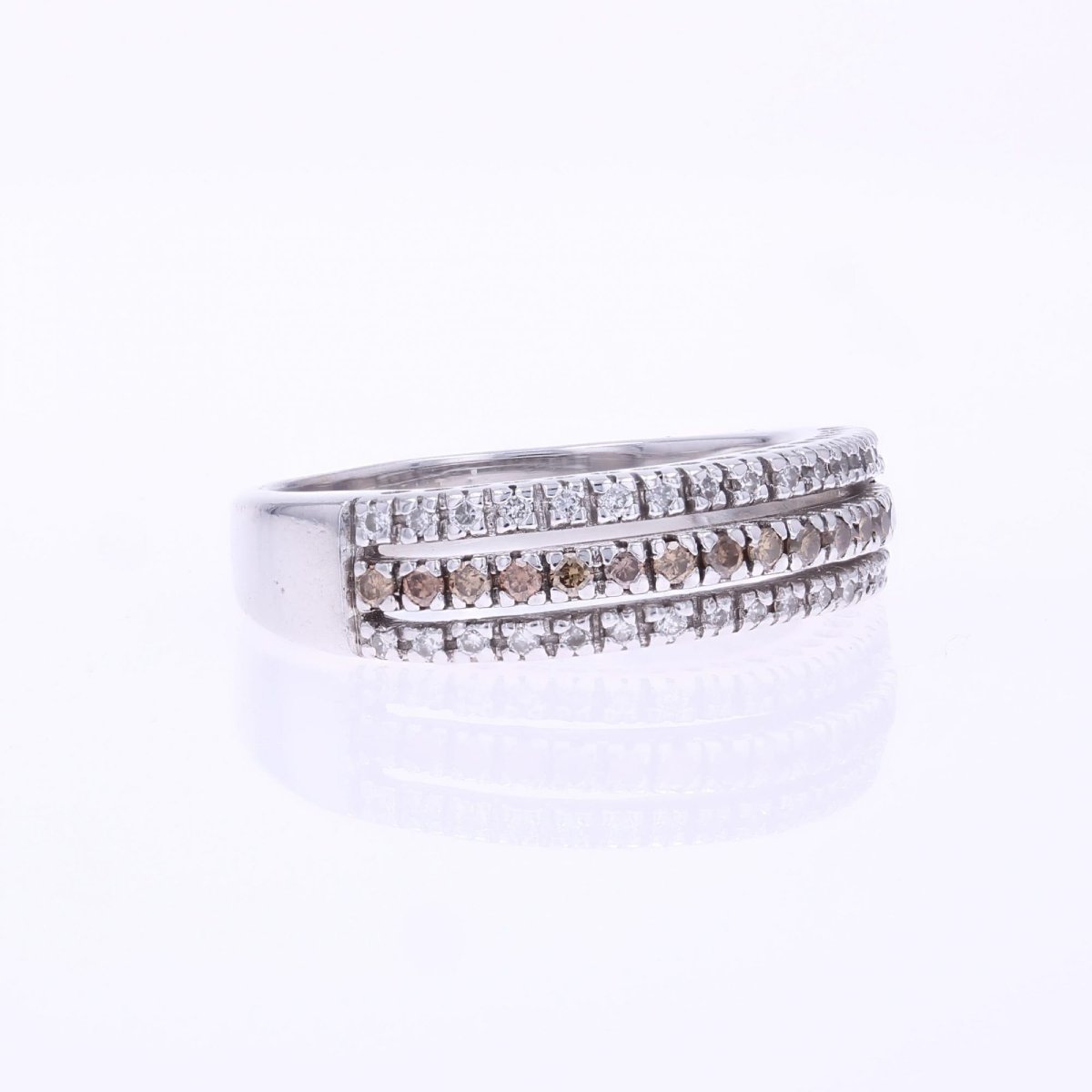 Triple Row Diamond Bangle Ring-photo-1
