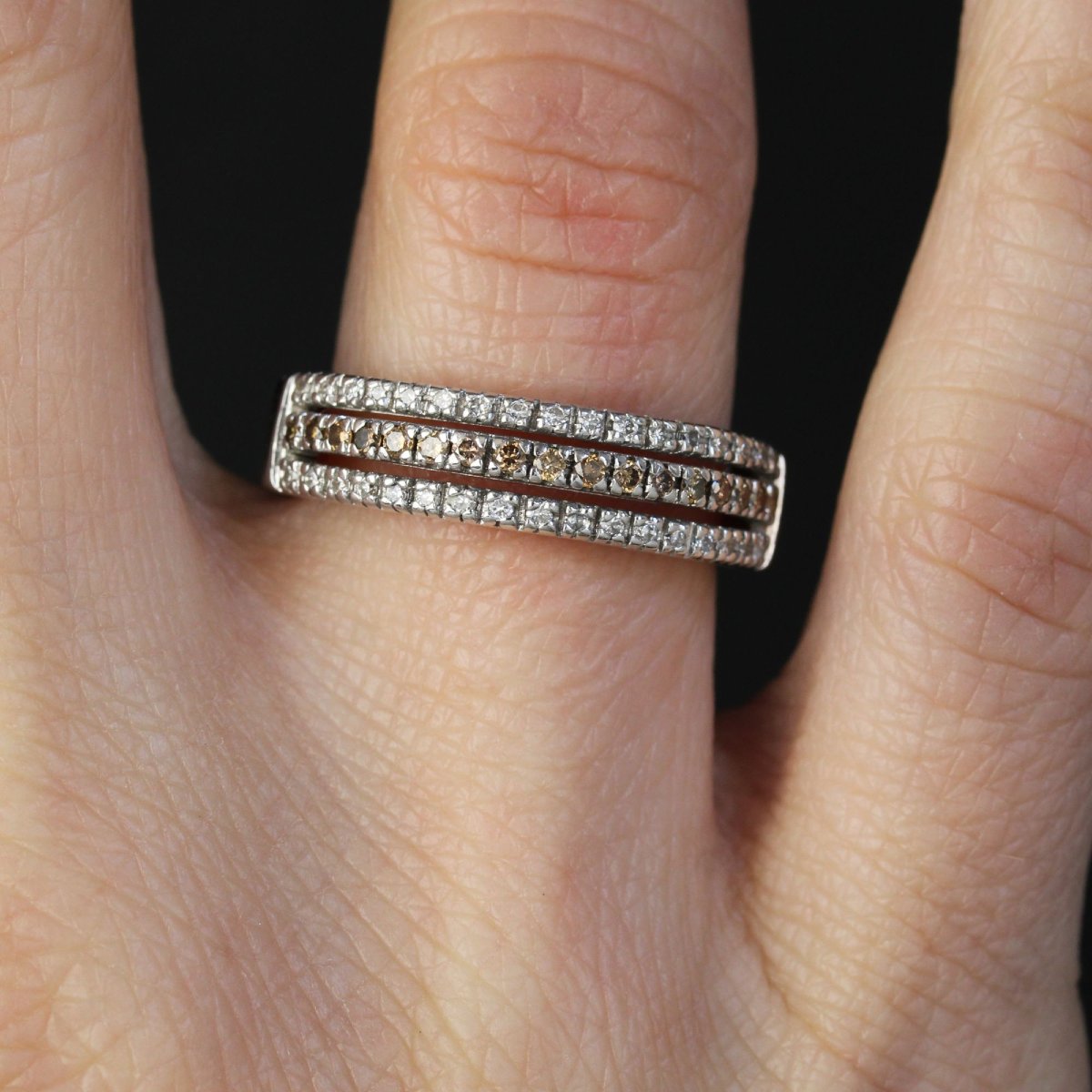 Triple Row Diamond Bangle Ring-photo-2