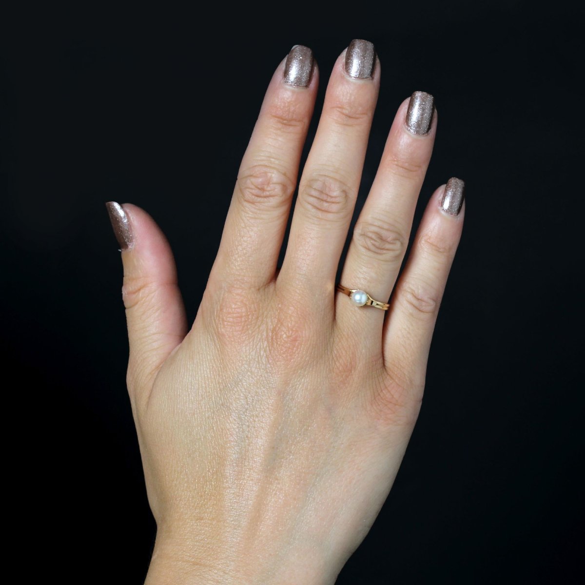 Bague solitaire or jaune perle de culture-photo-2