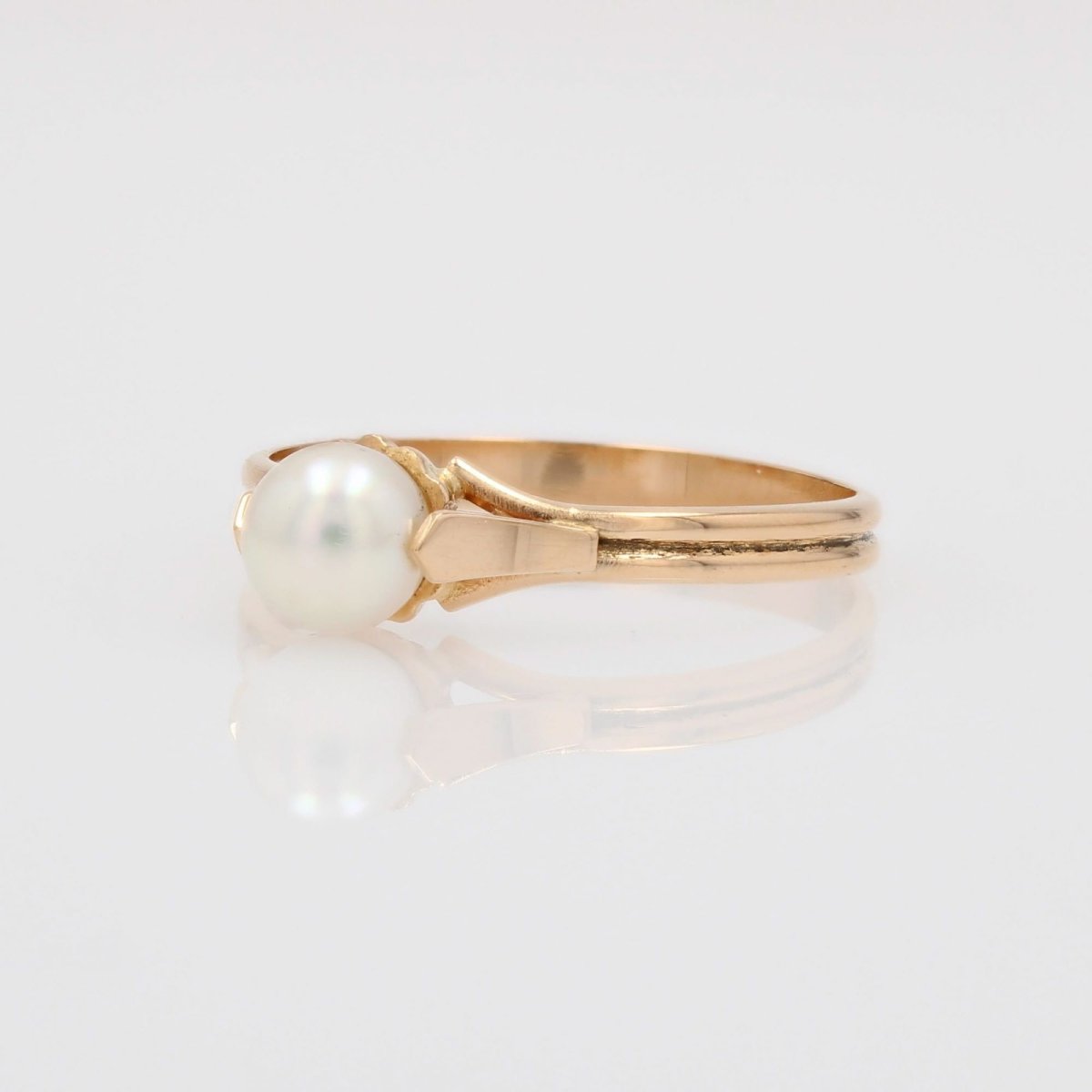 Bague solitaire or jaune perle de culture-photo-4