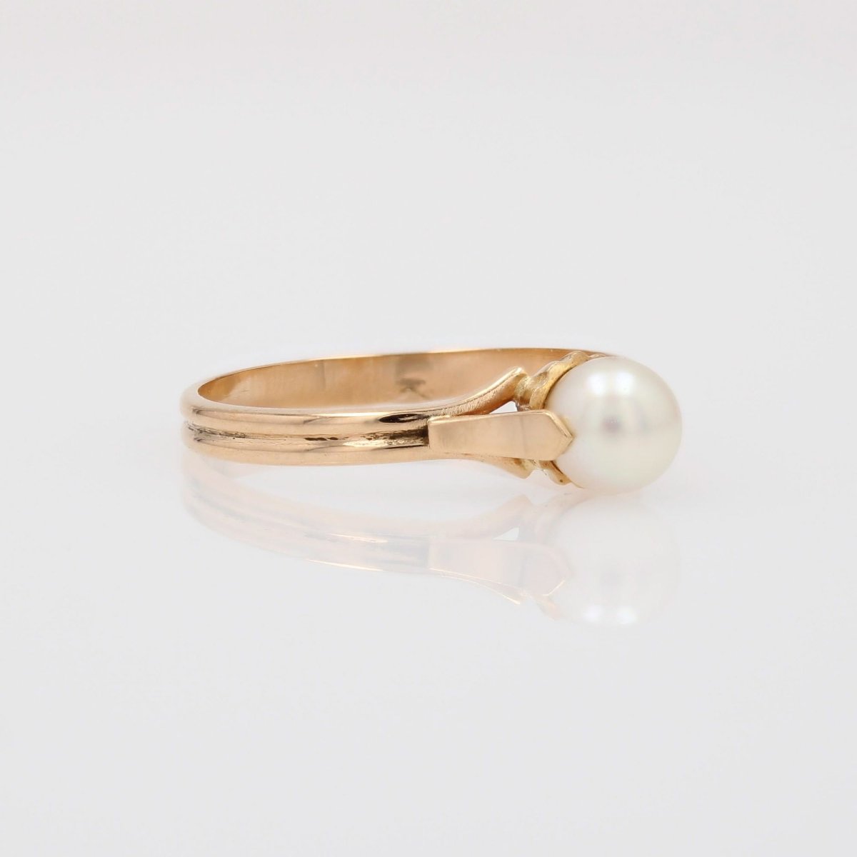 Bague solitaire or jaune perle de culture-photo-1