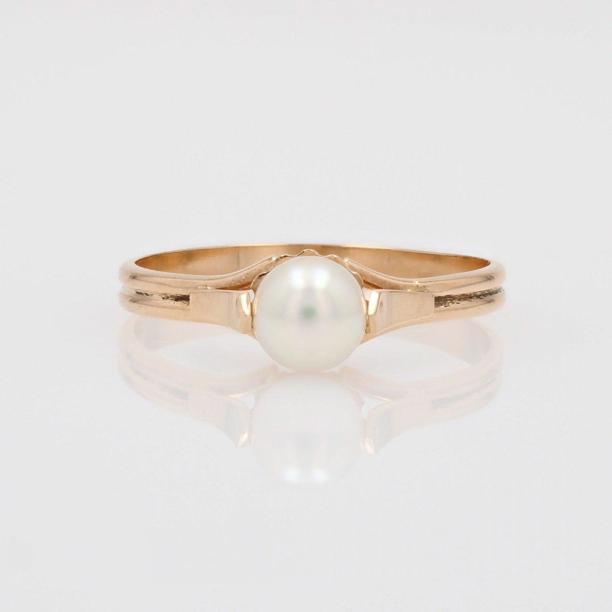 Bague solitaire or jaune perle de culture-photo-3