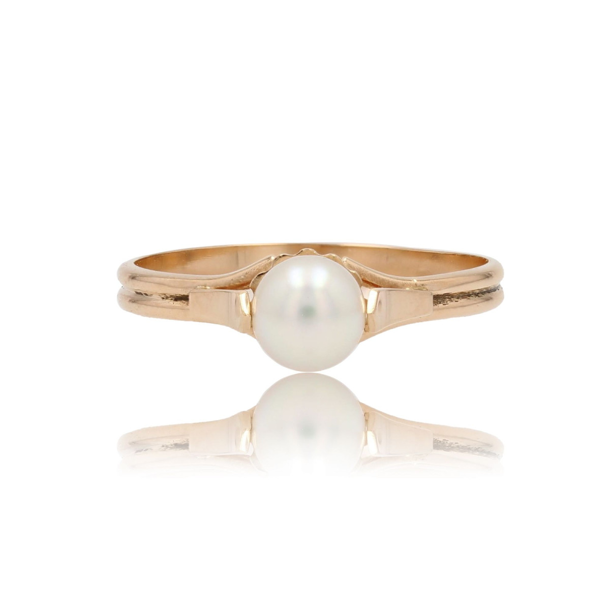 Bague solitaire or jaune perle de culture