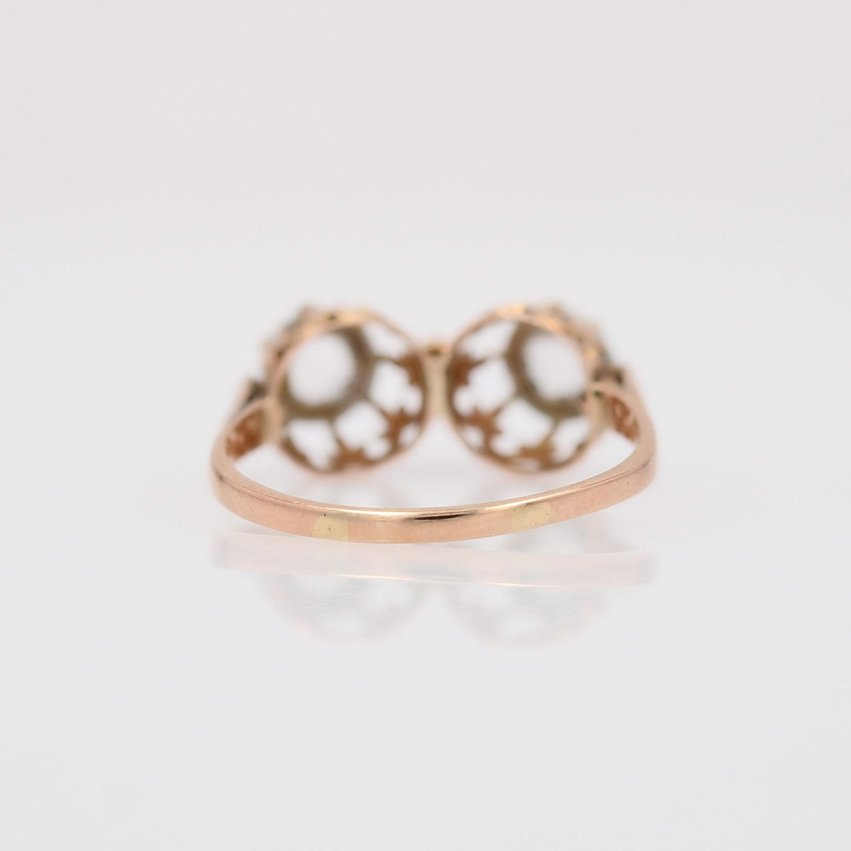 Bague ancienne or rose duo diamants taillés en rose-photo-3