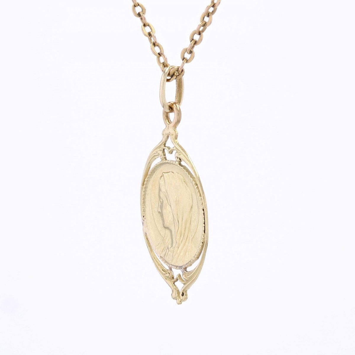 Médaille or jaune ajourée Vierge-photo-4