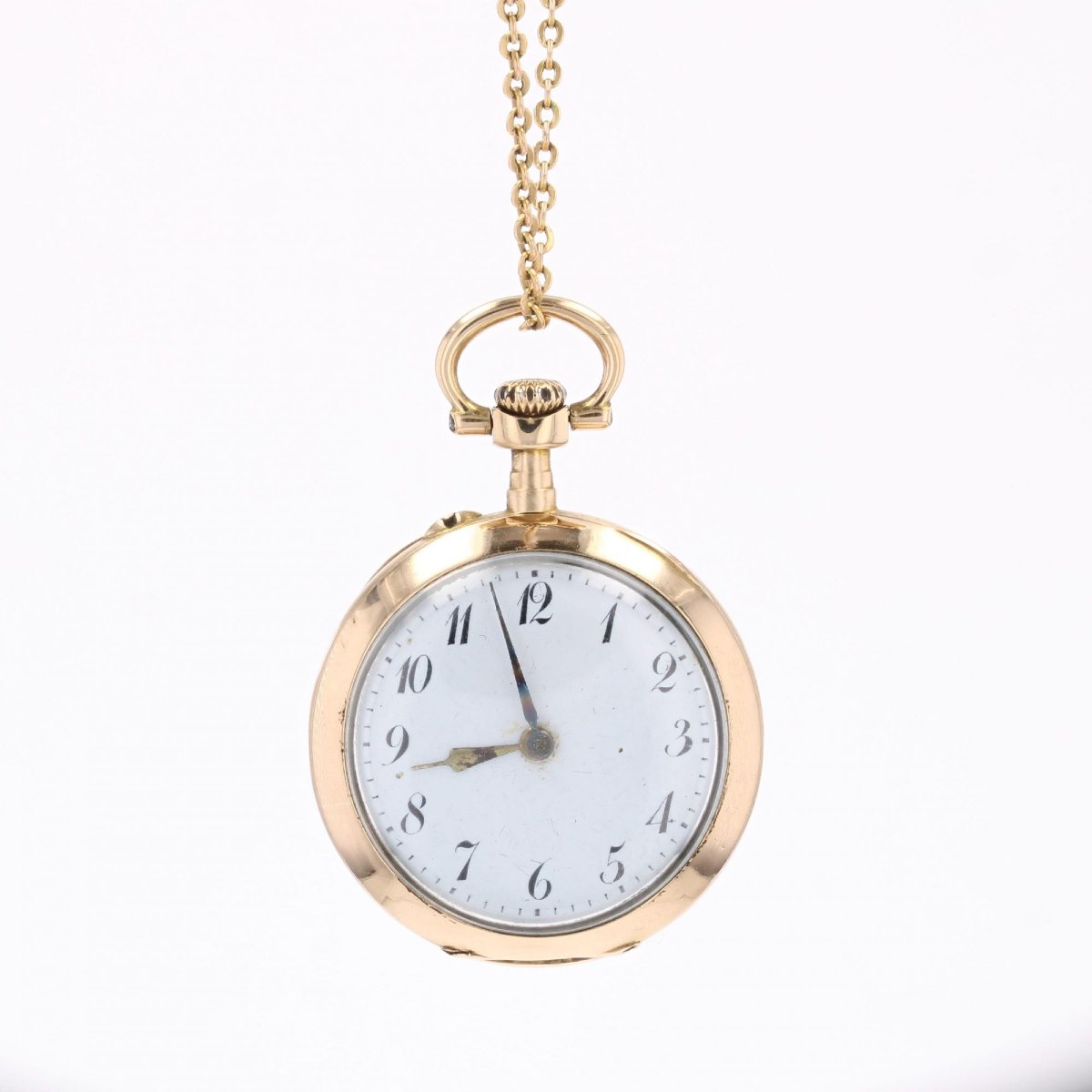 Rose Gold M Diamond Necklace Watch Pendant-photo-4