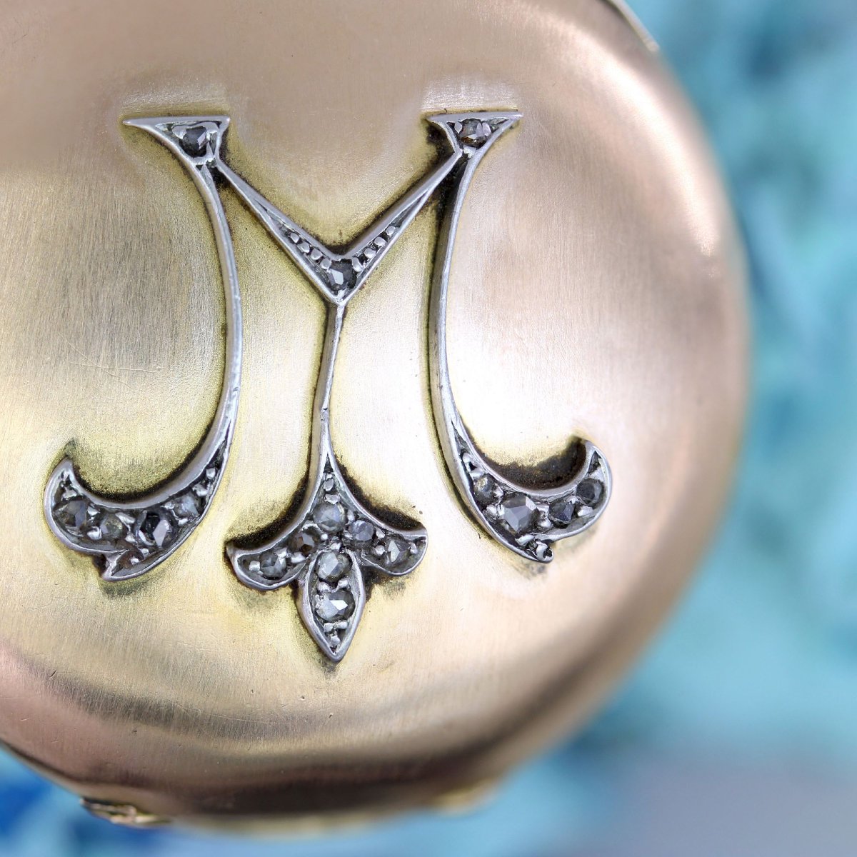 Rose Gold M Diamond Necklace Watch Pendant-photo-3
