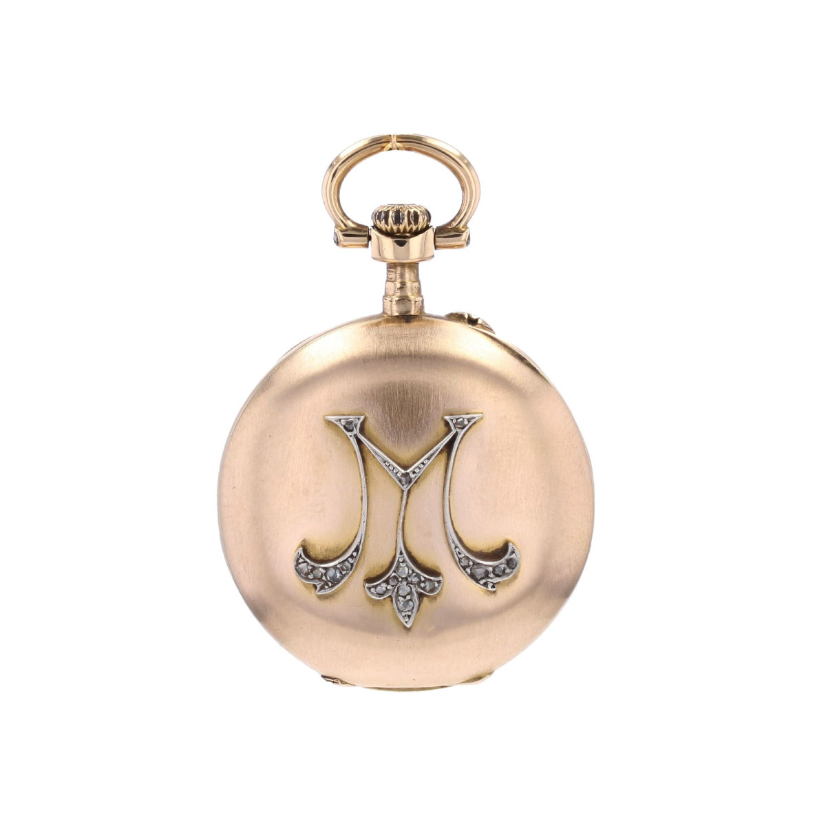 Rose Gold M Diamond Necklace Watch Pendant
