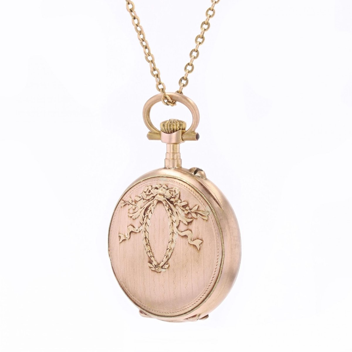 Antique Satin Rose Gold Collar Watch-photo-4