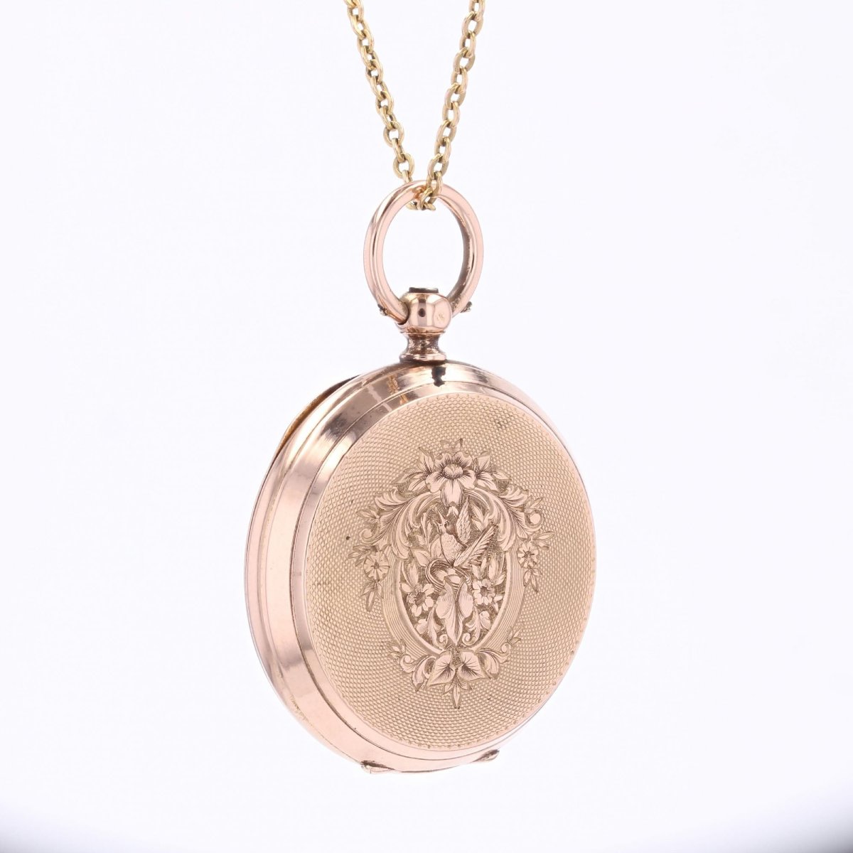 Antique Engraved Rose Gold Collar Watch-photo-1