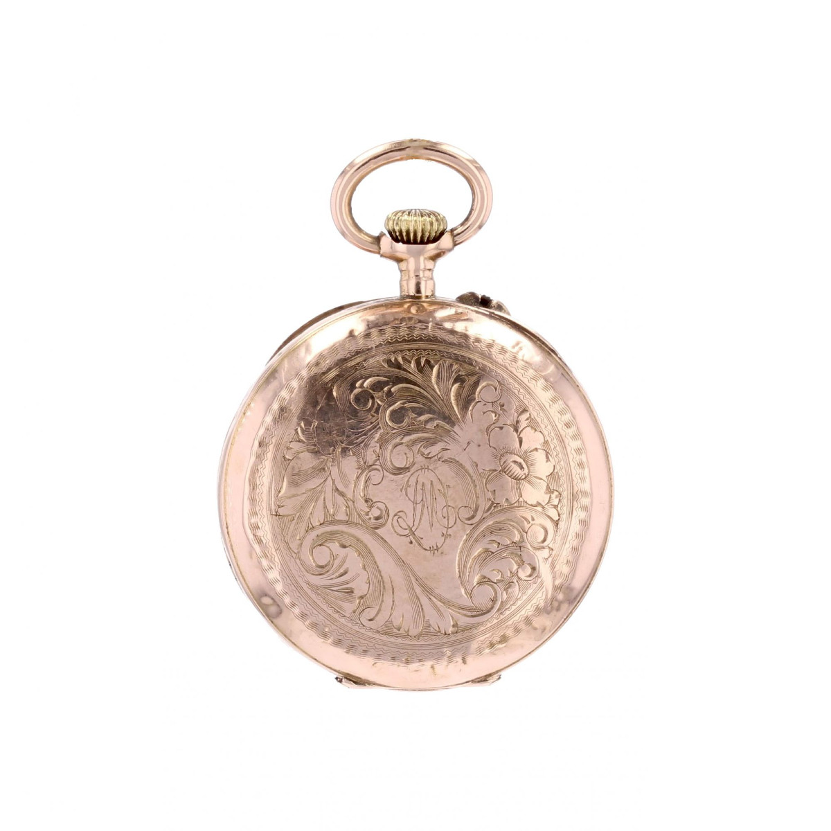 Rose Gold Collar Watch With Engraved Floral Motifs