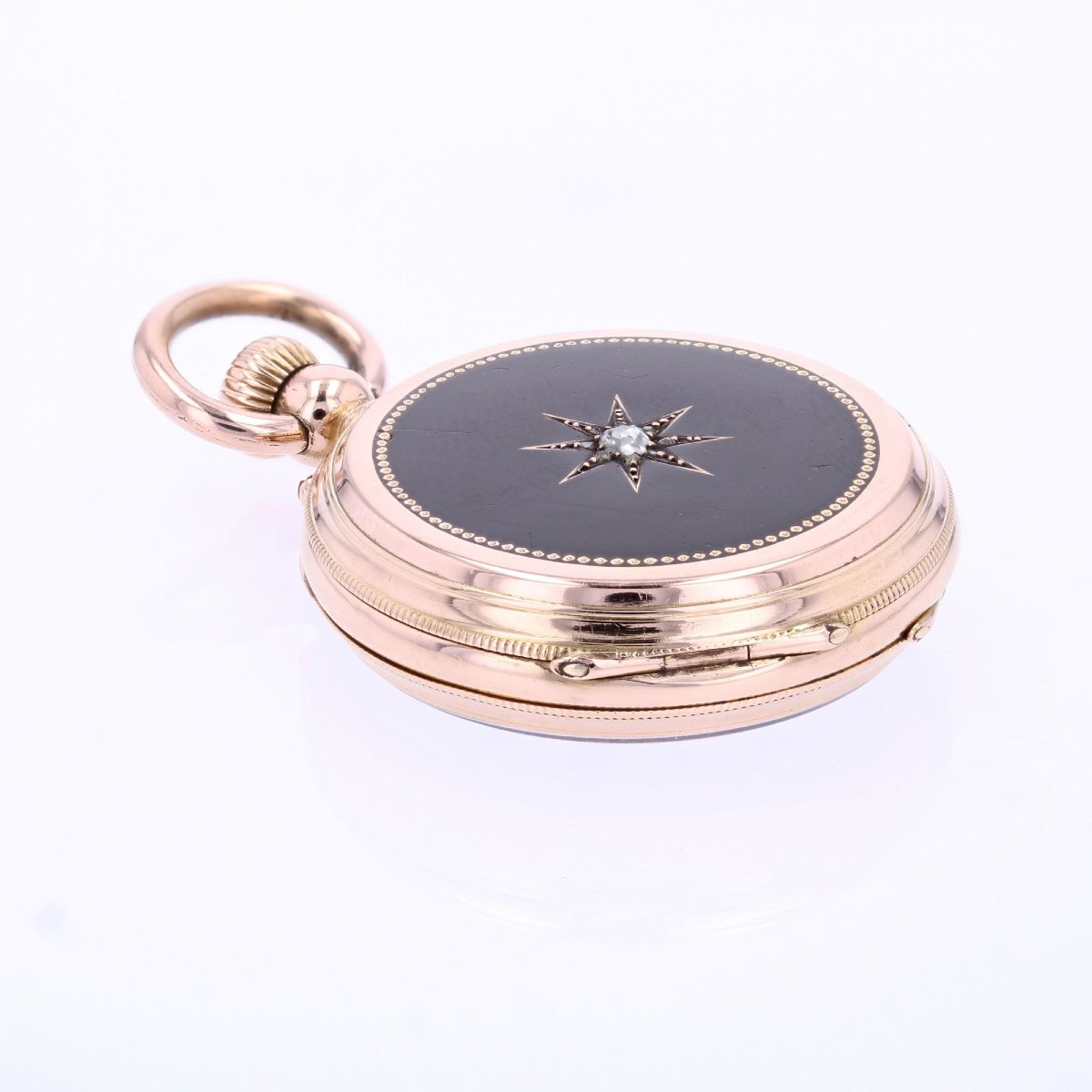 Montre de col émail noir étoile diamantée-photo-6