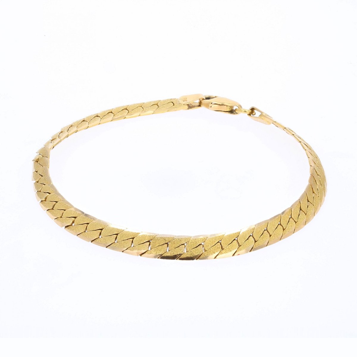 Yellow Gold Flat Curb Chain Bracelet-photo-4