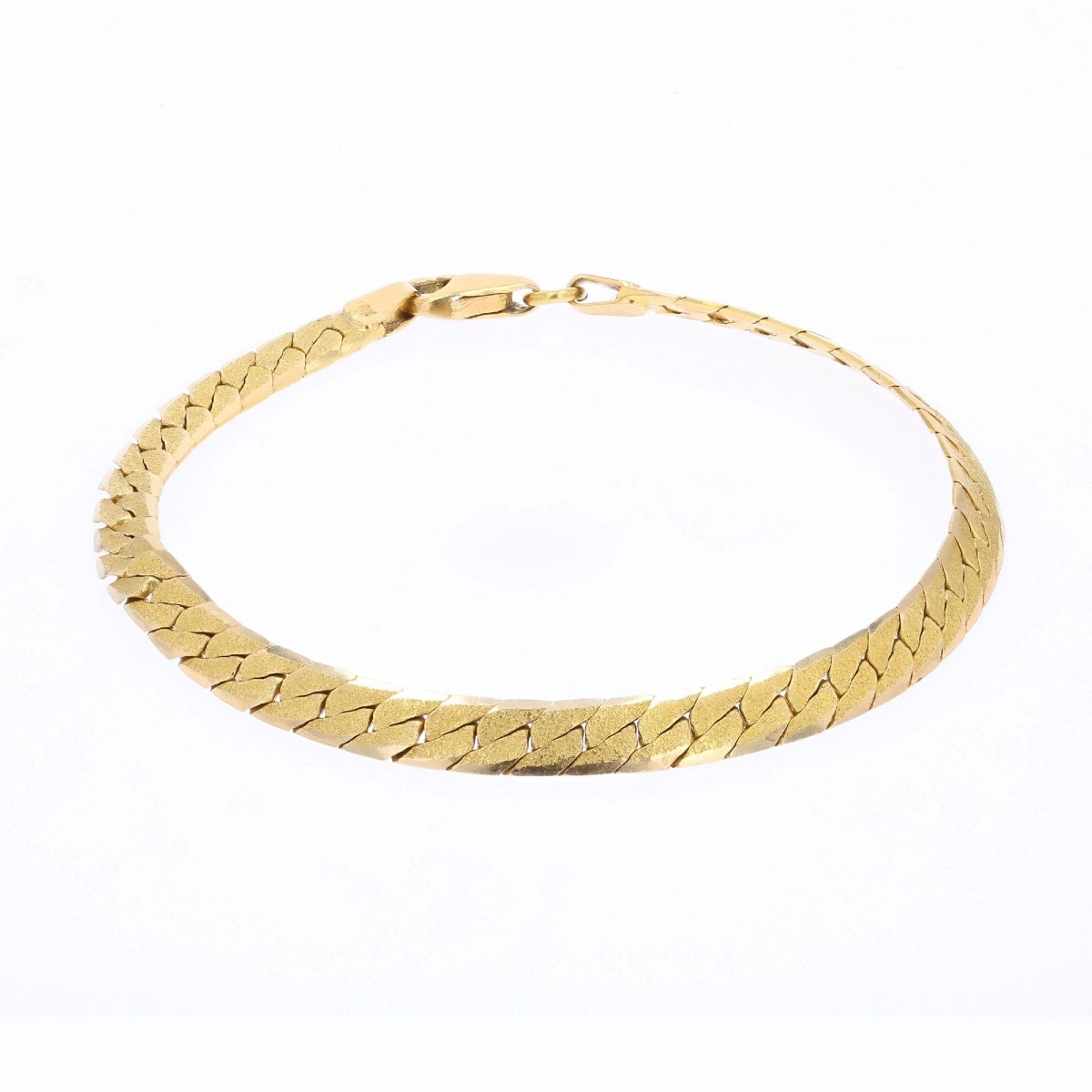 Yellow Gold Flat Curb Chain Bracelet-photo-3