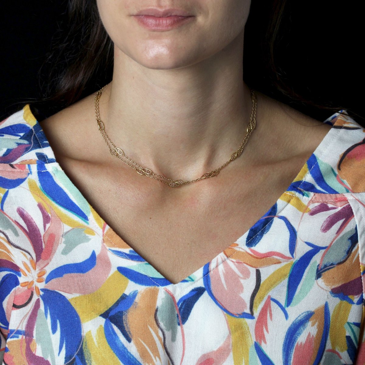 Filigree Yellow Gold Necklace-photo-2