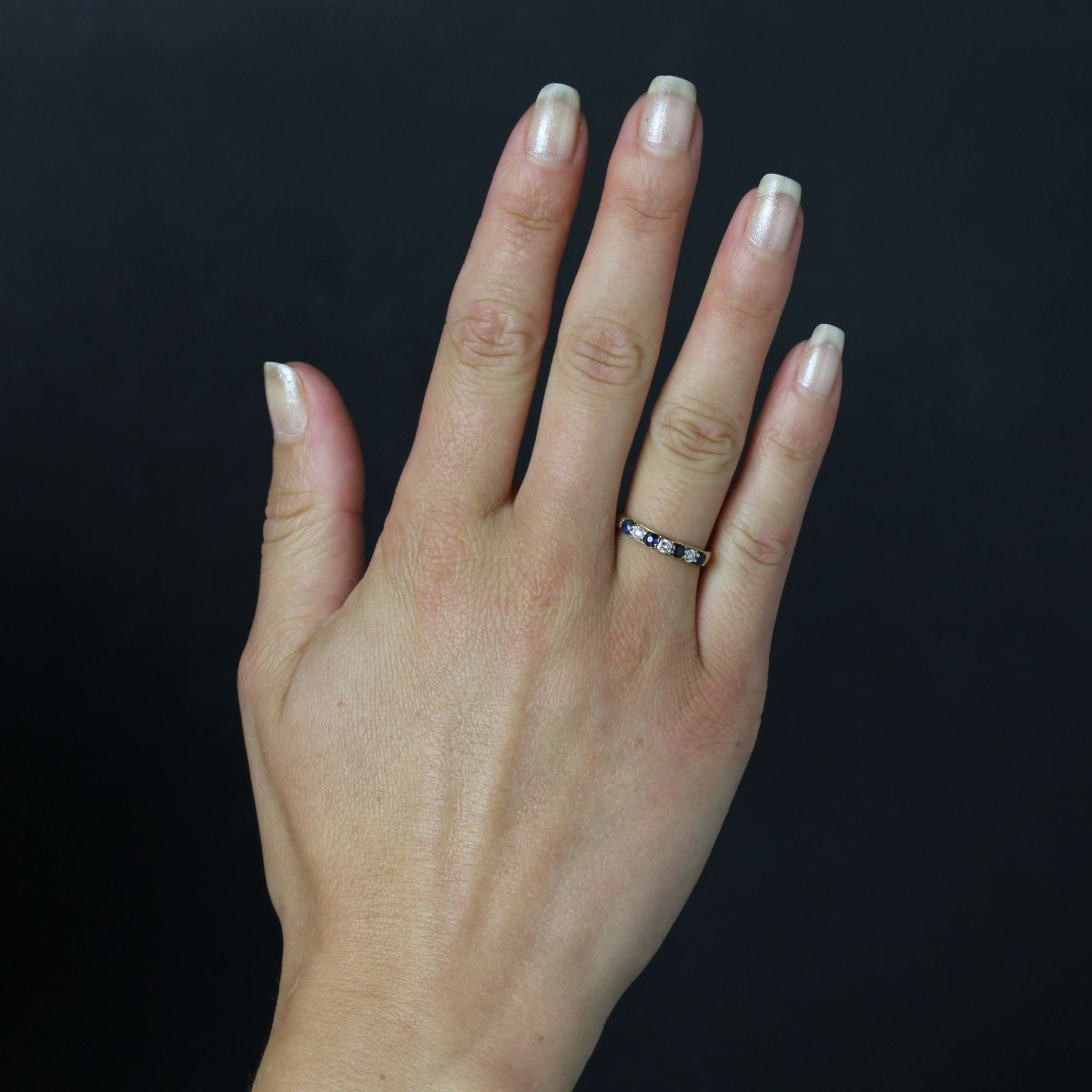 Half Wedding Band With Sapphires And Diamonds-photo-2