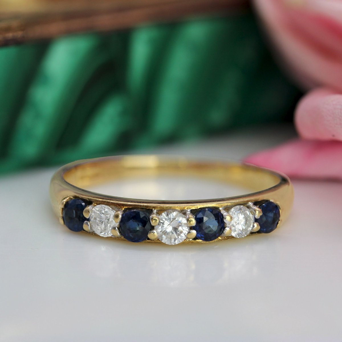 Half Wedding Band With Sapphires And Diamonds-photo-3