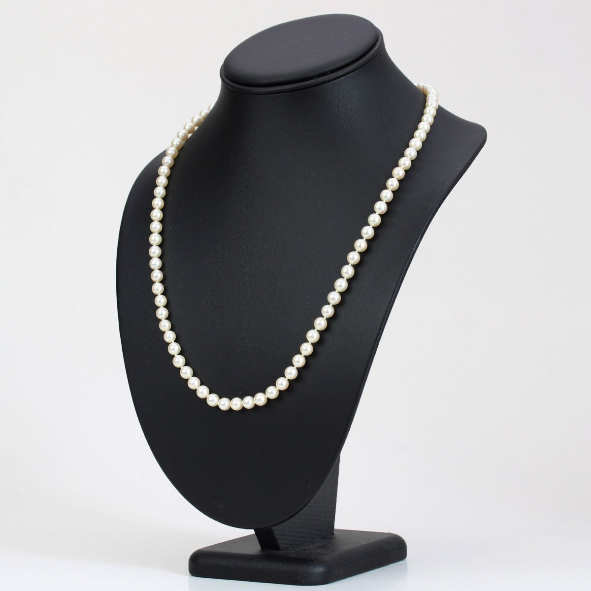 Collier de perles de culture blanches Choker et son fermoir diamants-photo-2