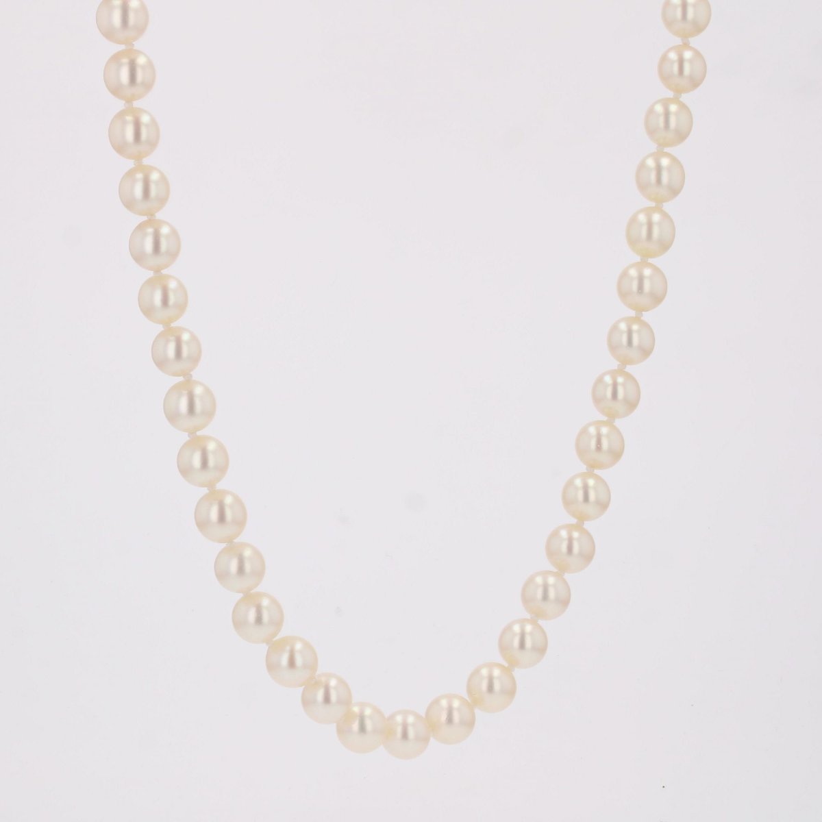 Collier de perles de culture blanches Choker et son fermoir diamants-photo-3