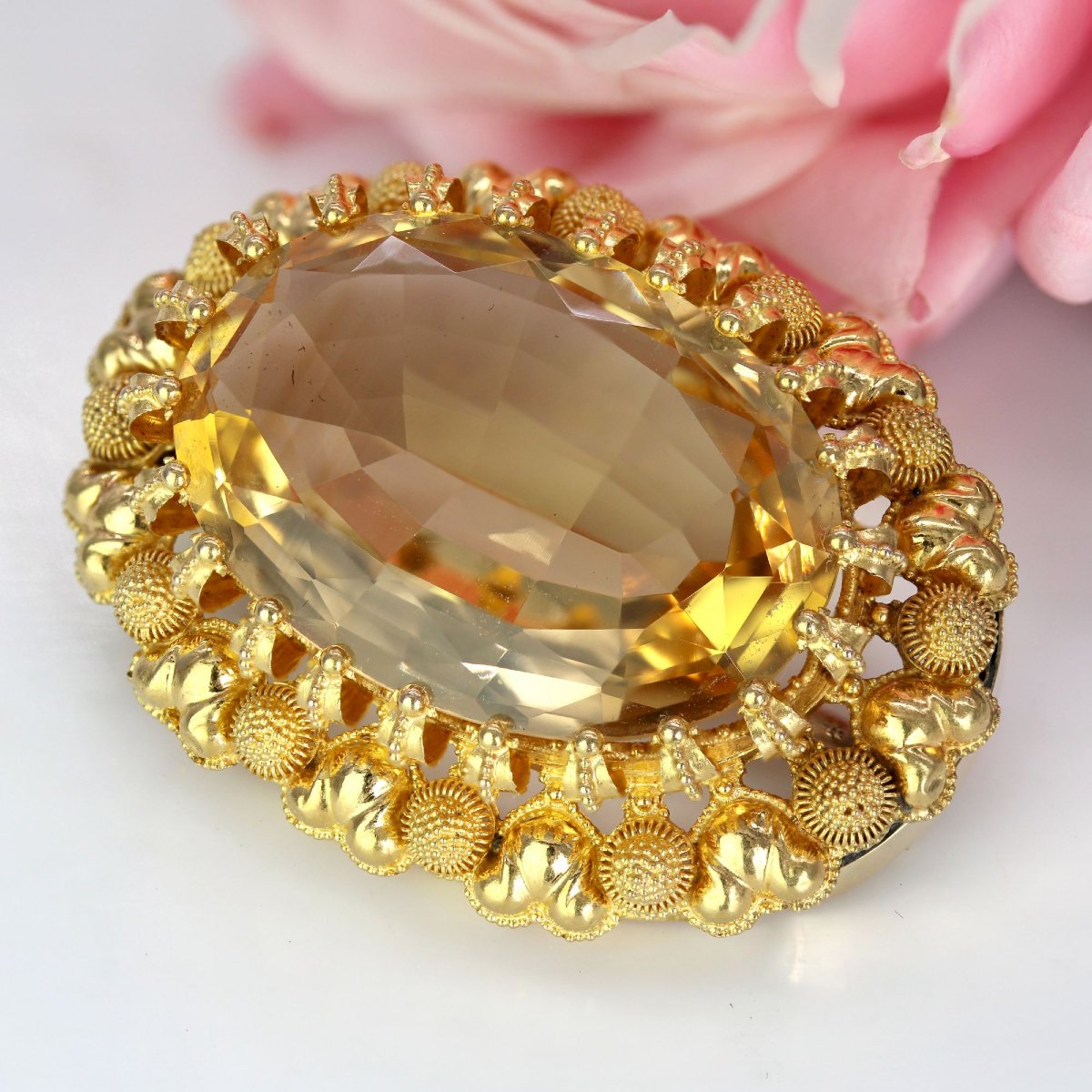 Broche ancienne citrine et or jaune-photo-3