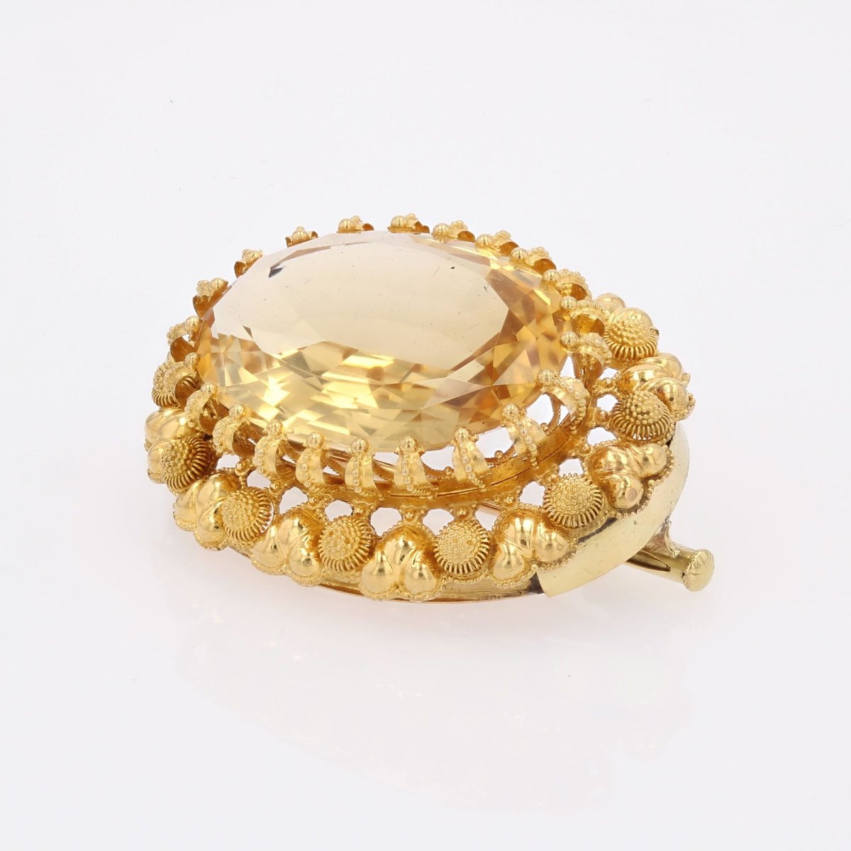 Broche ancienne citrine et or jaune-photo-4