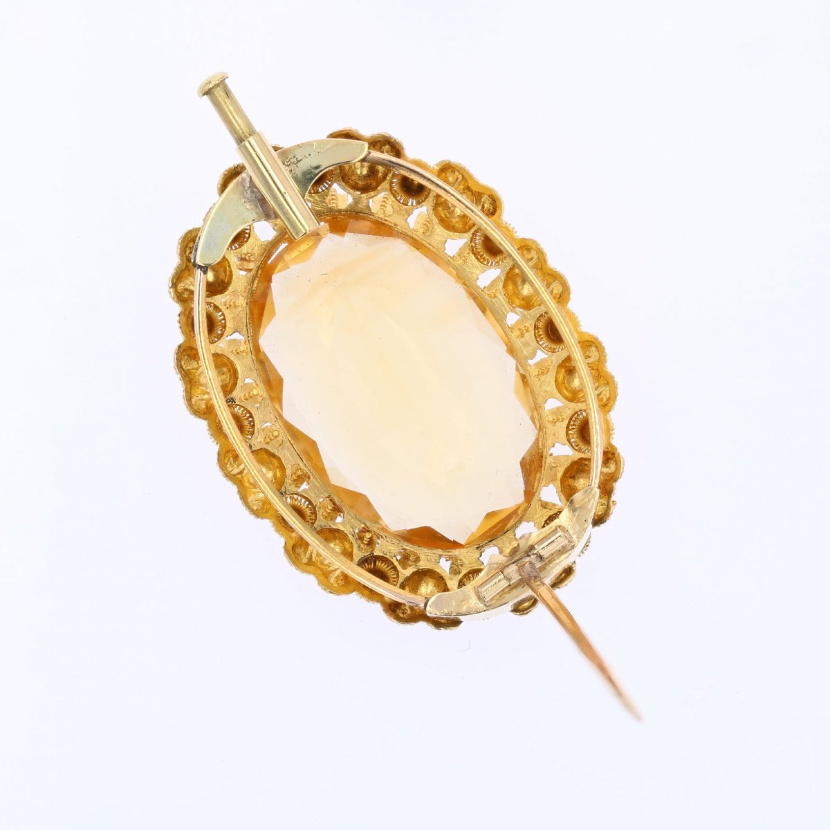 Broche ancienne citrine et or jaune-photo-5