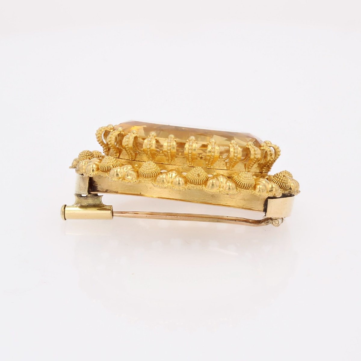 Broche ancienne citrine et or jaune-photo-6