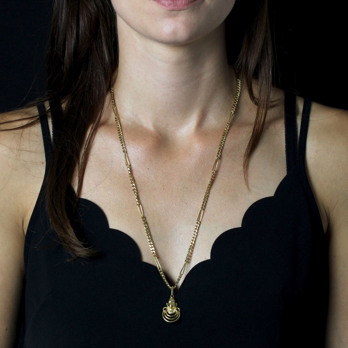 Chaine en or jaune et son pendentif Masai-photo-2